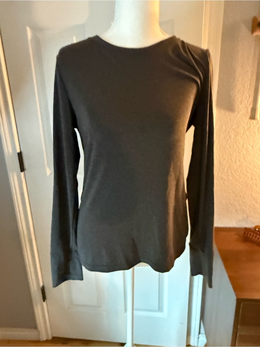 GAP Long-Sleeve Crewneck Top - Charcoal Gray